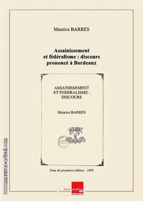 M. Barrs. Assainissement et fdralisme. Edt Chapitre.com, 2013