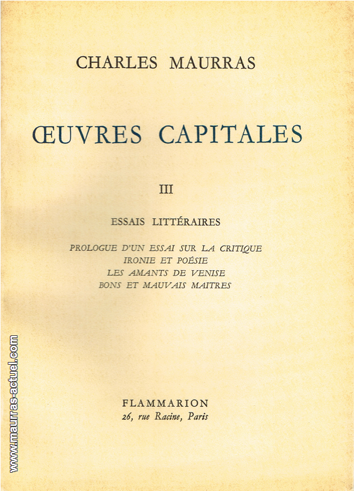 maurras_oeuvres-capitales-3_flammarion-1954