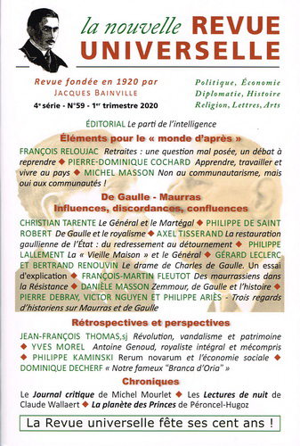 La Nouvelle Revue Universelle. N°59, 1° trimestre 2020. La Nouvelle Revue Universelle. N°59, 1° trimestre 2020.