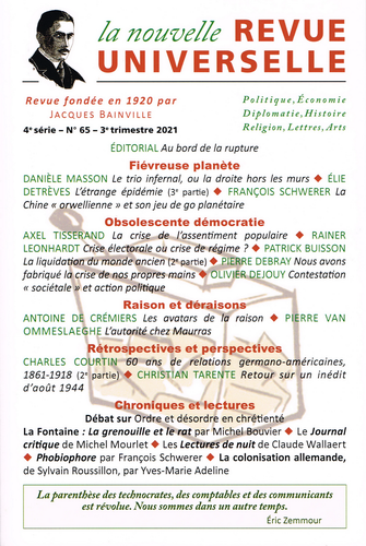 La Nouvelle Revue Universelle. N°65, 3° trimestre 2021. La Nouvelle Revue Universelle. N°65, 3° trimestre 2021.