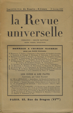 Revue Universelle. Hommage à Charles Maurras pour son Jubilé littéraire. Tome 68, n°19, 1er janvier 1937