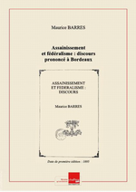 M. Barrès. Assainissement et fédéralisme. Edt Chapitre.com, 2013