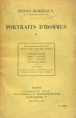 H. Bordeaux. Portraits d'hommes. Tome I. Edt. Plon, 1924