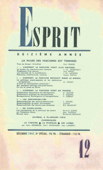 P.Debray. Bonapartisme, Boulangisme et néo-gaullisme. 'Esprit', Décembre 1947