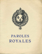 Duc de Guise. Paroles royales. Les Amis du beau livre, 1933