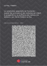 F.Le Play. La constitution essentielle de l'humanit. Edt Chapitre, s.d.