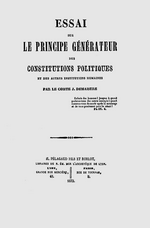 J.de Maistre. Essai sur le principe générateur des constitutions politiques. Edt Pélagaud, 1873