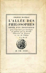 Charles Maurras. L'Allée des philosophes. Ste Littéraire de France, 1923