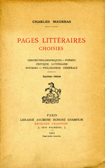 Charles Maurras. Pages littéraires choisies. Edt Champion,1922