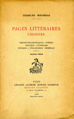 Charles Maurras. Pages littraires choisies. Edt Champion,1922