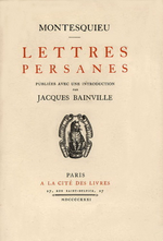 Montesquieu. Lettres persanes. Edt La Cit des Livres, 1931