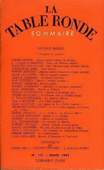 (La) Table Ronde. Maurice Barrès, l'Homme et l'Oeuvre. Edt Plon, 1957